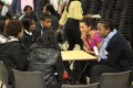 Serge Betson and Ebony Rainford-Brent talk to pupils at Sedgehill School