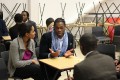 Serge Betson and Ebony Rainford-Brent talk to pupils at Sedgehill School