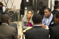 Serge Betson and Ebony Rainford-Brent talk to pupils at Sedgehill School