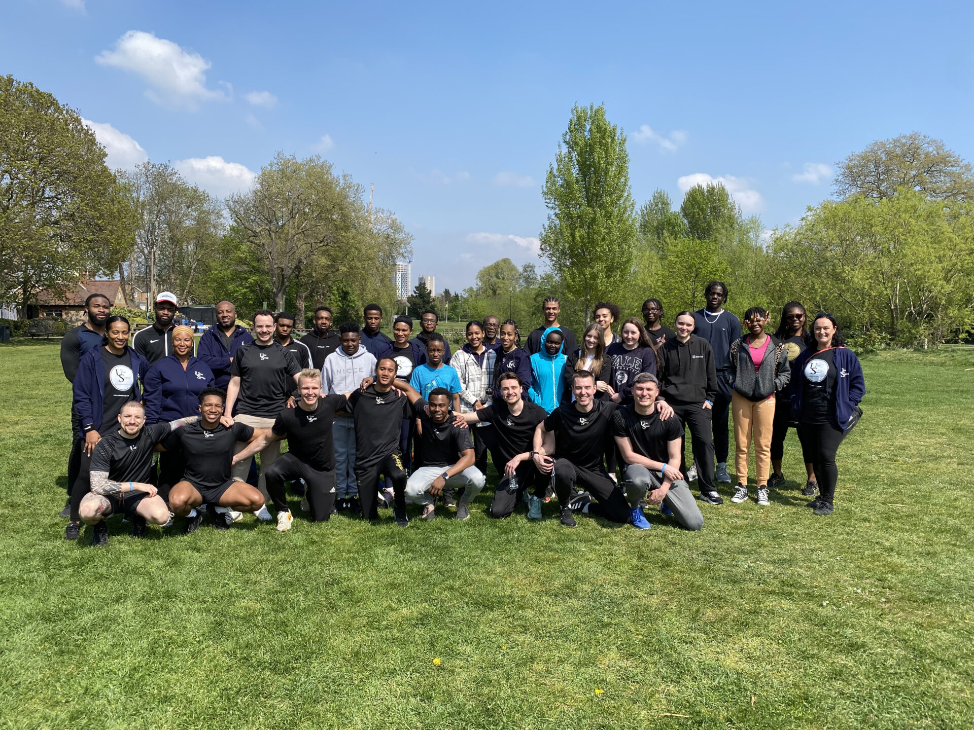 Urban Synergy fitness and networking in the park event for young people. Group photograph